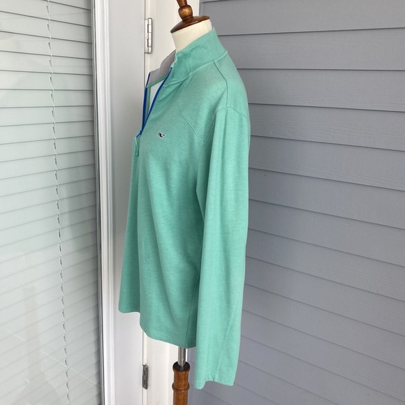 Vineyard Vines Men Pullover M Quarter Zip Knit Long Sleeve Green Cotton Blend - Picture 5 of 15